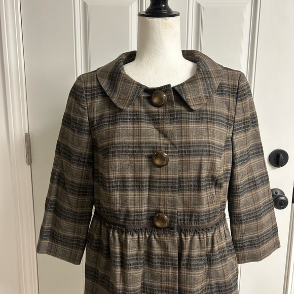 Vintage Semantiks Plaid Button Front Peplum Jacket Blazer Medium - Picture 2 of 9